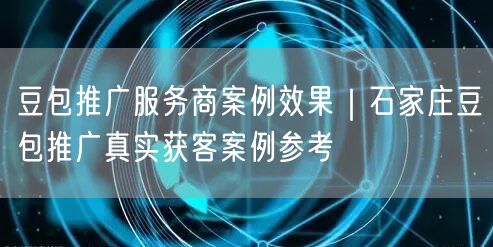 豆包推广服务商案例效果｜石家庄豆包推广真实获客案例参考