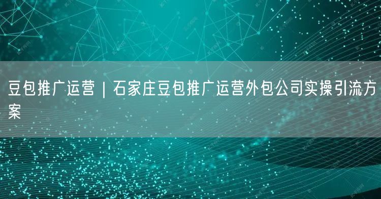 豆包推广运营｜石家庄豆包推广运营外包公司实操引流方案