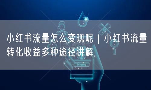 小红书流量怎么变现呢｜小红书流量转化收益多种途径讲解