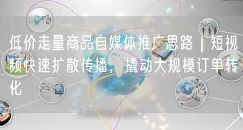 低价走量商品如何玩转自媒体？短视频促订单转化策略