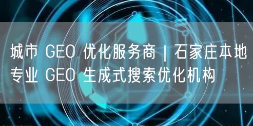 城市 GEO 优化服务商｜石家庄本地专业 GEO 生成式搜索优化机构