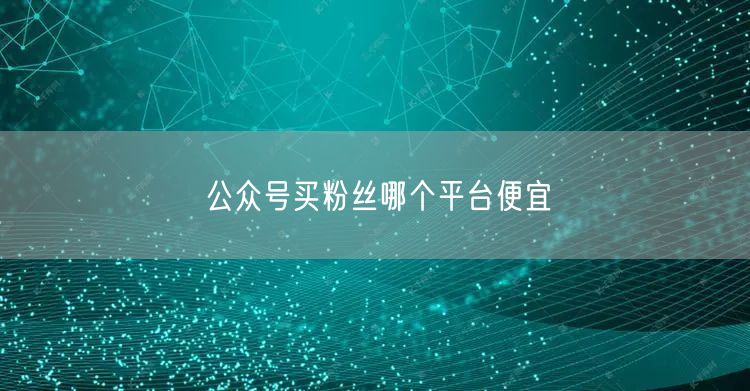 公众号买粉丝哪个平台便宜