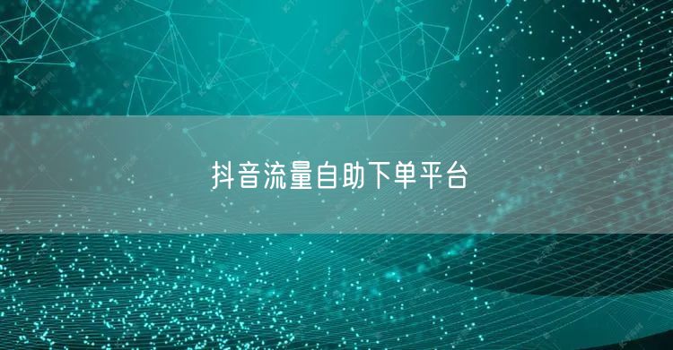 抖音流量自助下单平台