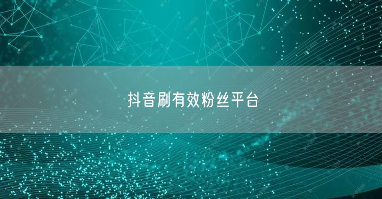 抖音刷有效粉丝平台
