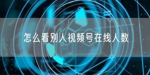 怎么看别人视频号在线人数