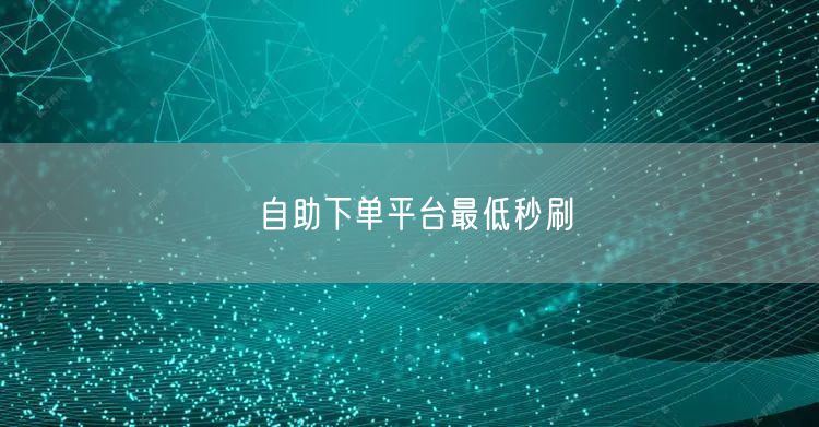 自助下单平台最低秒刷
