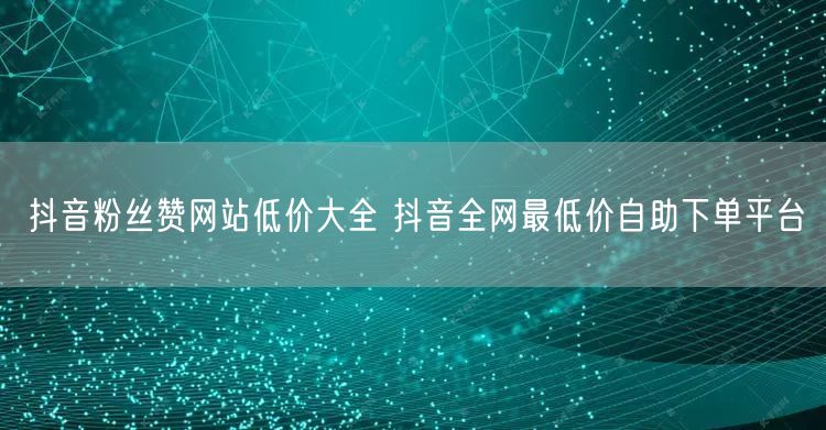 抖音粉丝赞网站低价大全 抖音全网最低价自助下单平台