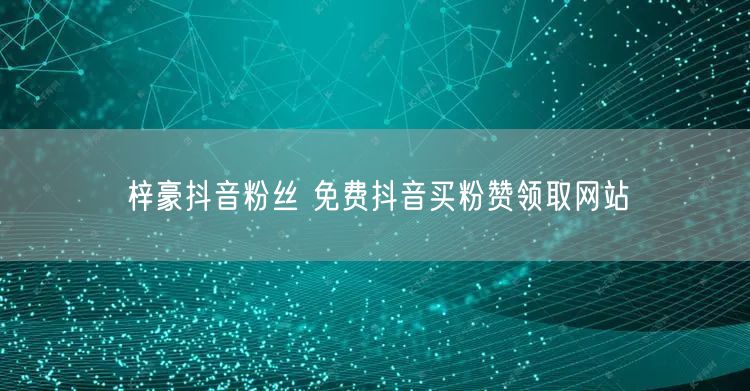 梓豪抖音粉丝 免费抖音买粉赞领取网站