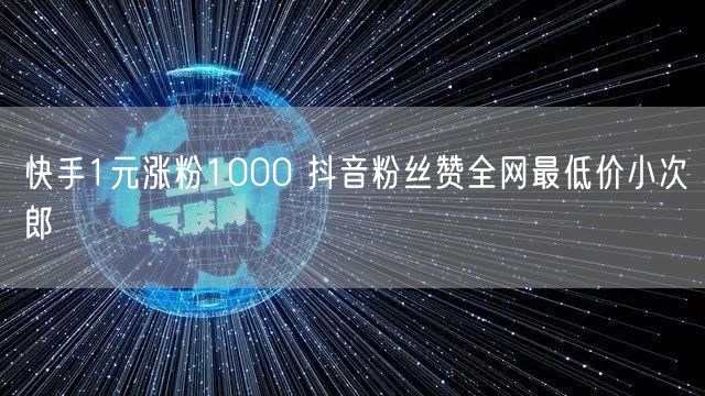 快手1元涨粉1000 抖音粉丝赞全网最低价小次郎