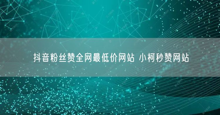 抖音粉丝赞全网最低价网站 小柯秒赞网站