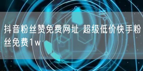 抖音粉丝赞免费网址 超级低价快手粉丝免费1w