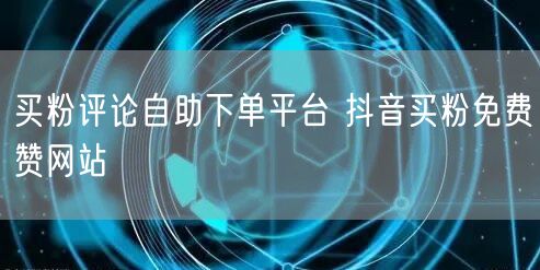 买粉评论自助下单平台 抖音买粉免费赞网站