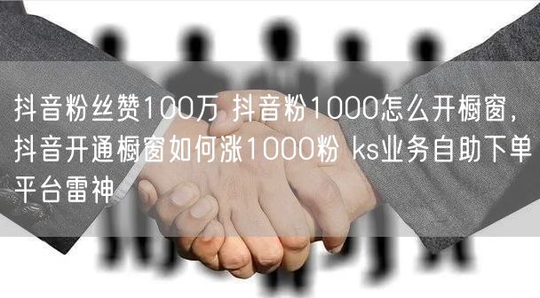 抖音粉丝赞100万 抖音粉1000怎么开橱窗，抖音开通橱窗如何涨1000粉 ks业务自助下单平台雷神