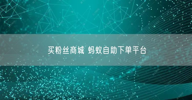 买粉丝商城 蚂蚁自助下单平台