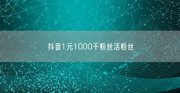 抖音1元1000千粉丝活粉丝