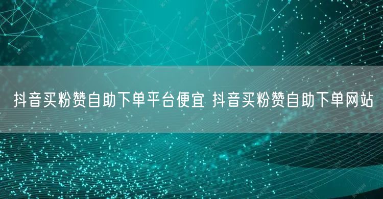 抖音买粉赞自助下单平台便宜 抖音买粉赞自助下单网站