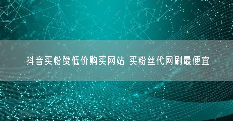 抖音买粉赞低价购买网站 买粉丝代网刷最便宜