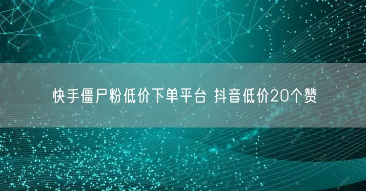快手僵尸粉低价下单平台 抖音低价20个赞
